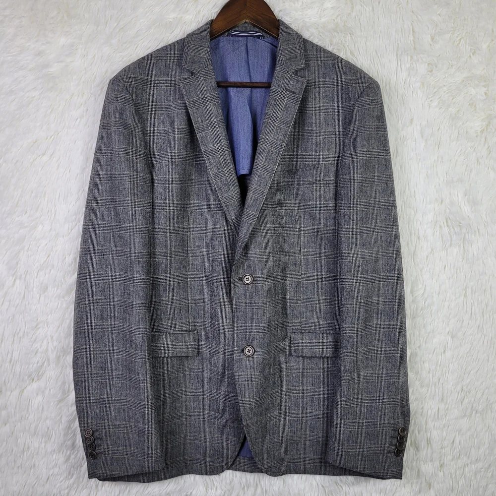 Emile Lafaurie 40R Gray Glen‎ Plaid Wool Blend Blazer Sport Coat Classic Office